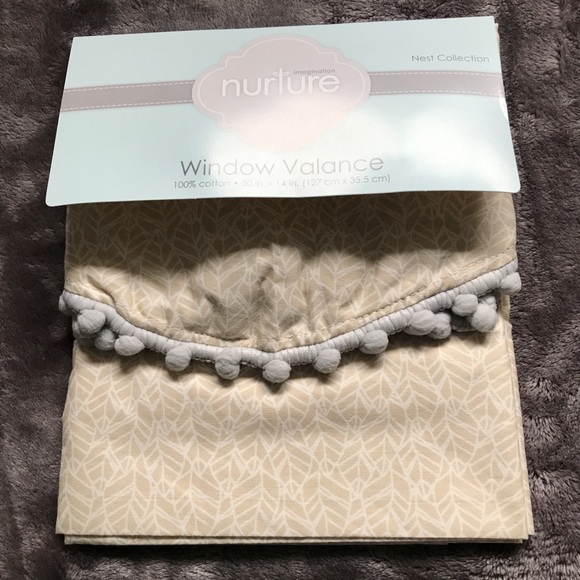 NEW Nurture Imagination Nest Collection Window Valance 100% Cotton Pom Pom Trim - Picture 5 of 8